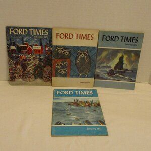 Ford Times Vintage 1951 Small Black Red Blue White Graphic 4 Book Bundle